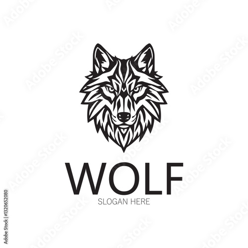 Night wolf abstract Logo template design simple isolated background.