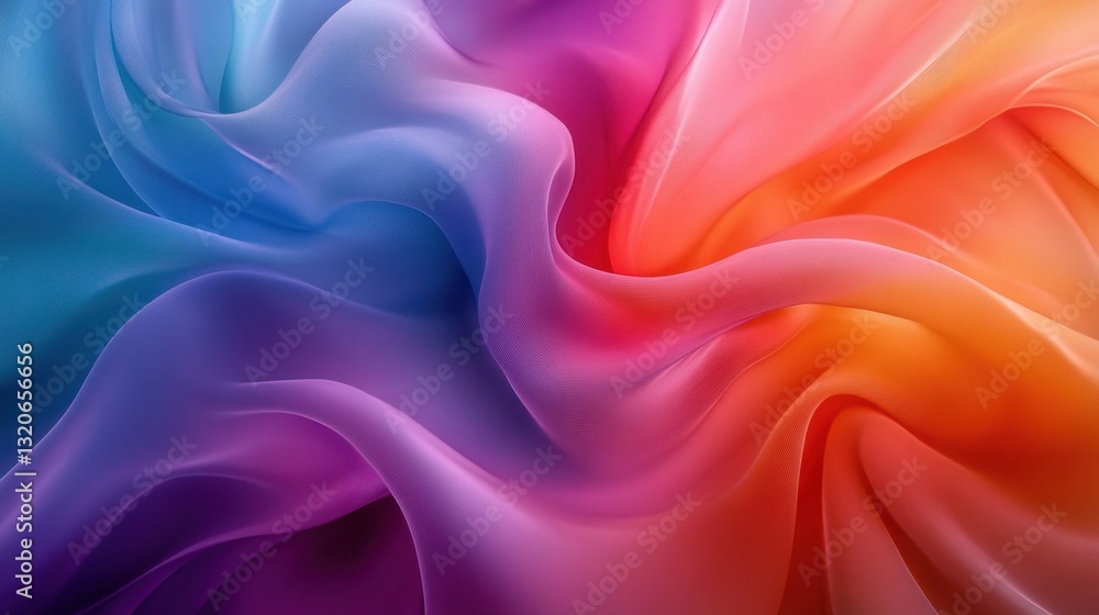 Obraz premium abstract flowing cloth background with vibrant color gradients and wave-like patterns. The colors blend seamlessly