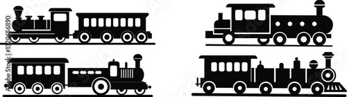 Toy train icon set.Transport vehicle train side view silhouette.Locomotive toy simple vector icon. Symbol, logo illustration. Pixel perfect vector graphic.