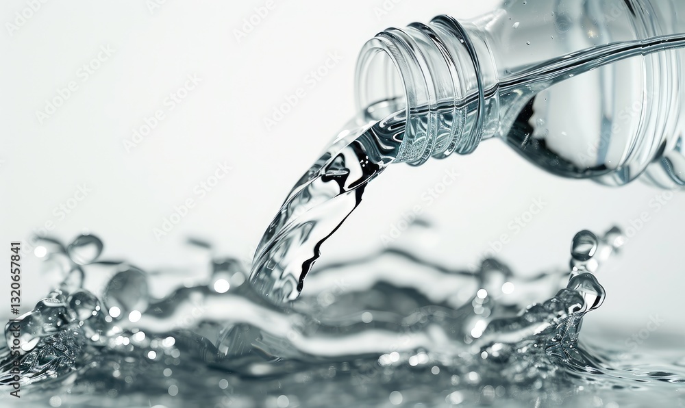 Water Pouring From Bottle Creates Splashing Waves