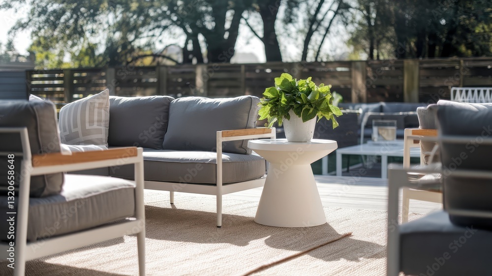 Fototapeta premium Relaxing Outdoor Patio Furniture Set on Sunny Day