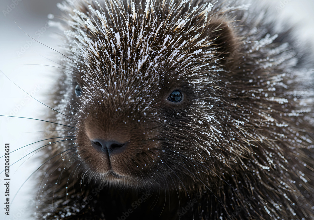 Obraz premium Porcupine Snow Portrait