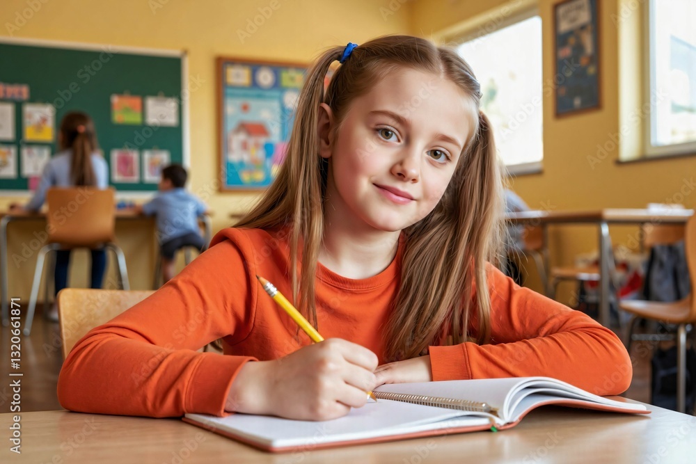Bright and Cheerful Student Enjoying Learning in a Classroom – The Joy of Education and Growth Bright and Cheerful Student Enjoying Learning in a Classroom – The Joy of Education and Growth