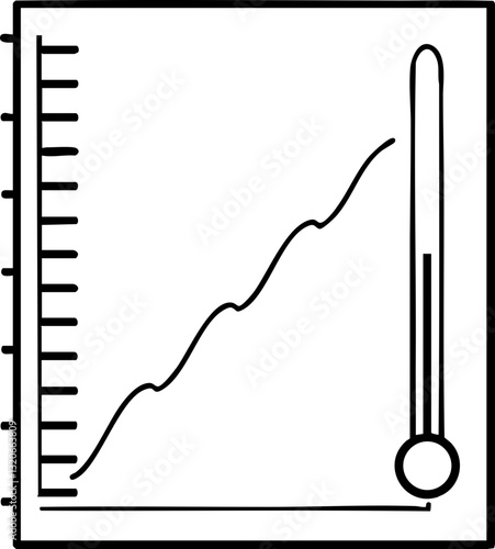 Graph depicting temperature trends with a thermometer illustration.