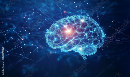 Futuristic Digital Brain with Neural Connections
