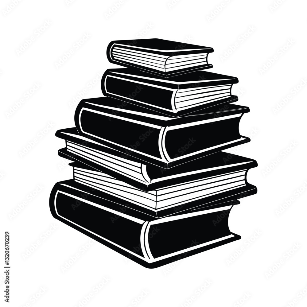 Stack of books silhouette isolated on white background Stack of books silhouette isolated on white background