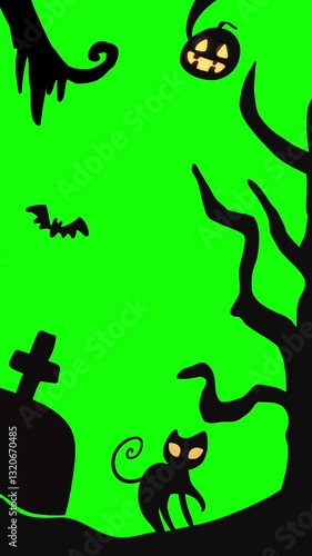 ハロウィンのフレーム / シンプルなループアニメーション/クロマキー