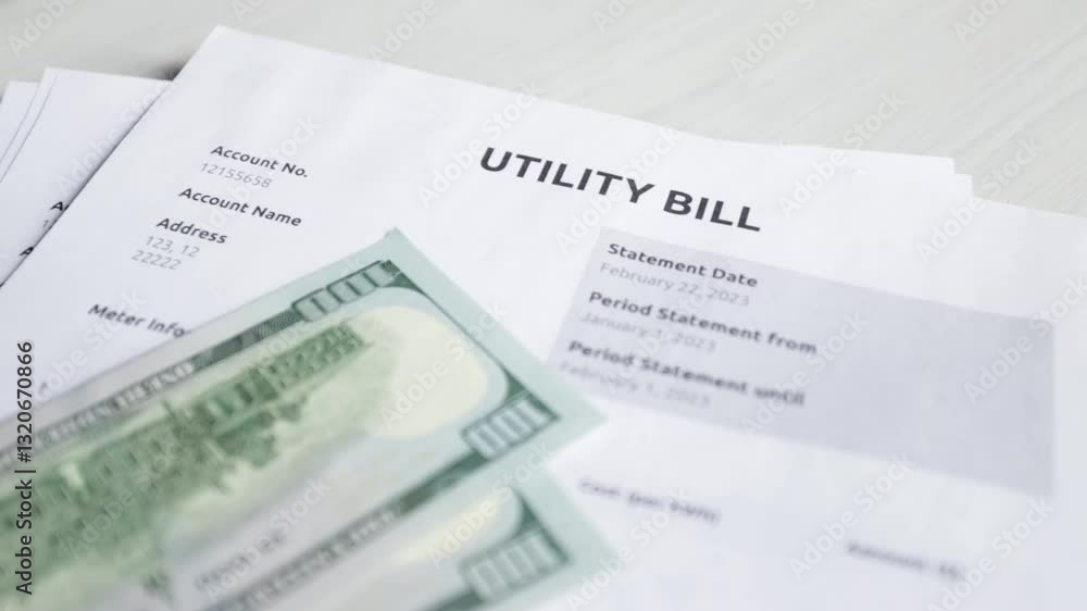 Utility Bill Payment with Cash, power and heat bill settlement, financial expense tracking Utility Bill Payment with Cash, power and heat bill settlement, financial expense tracking