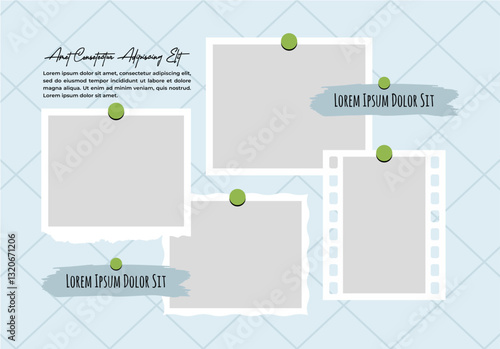 Pictures or photos frame collage. comics page grid layout abstract photo frames and digital photo wall template