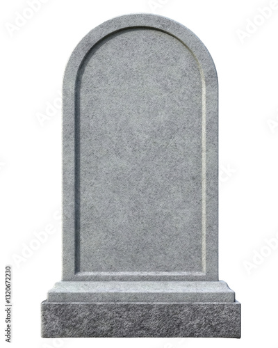 grey granite headstone blank template on white background