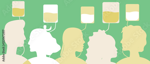 Donor silhouettes for blood donation, silhouette vector stock illustration with unidentifiable people as blood transfusion concept