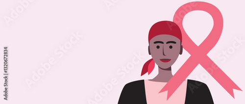 Cancer patients silhouettes and cancer ribbon, silhouette vector stock illustration with unidentifiable people together as a template with space for text or copy space