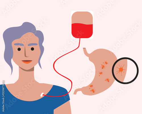 Cancer patients silhouettes and cancer ribbon, silhouette vector stock illustration with unidentifiable people together as a template with space for text or copy space