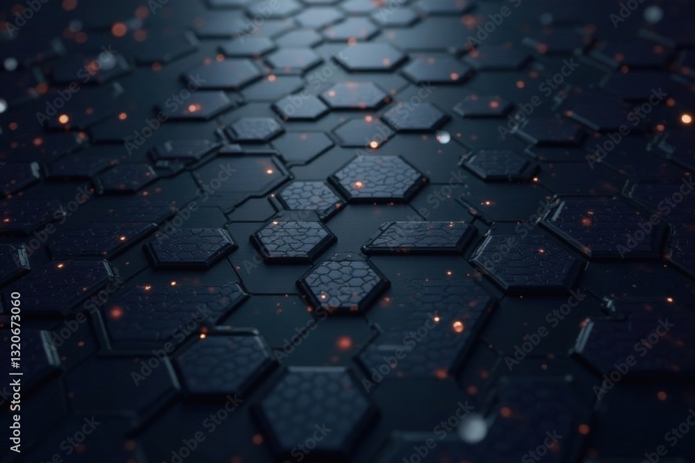 Obraz premium Abstract Hexagonal Pattern with Glowing Embers A Futuristic Technology Background