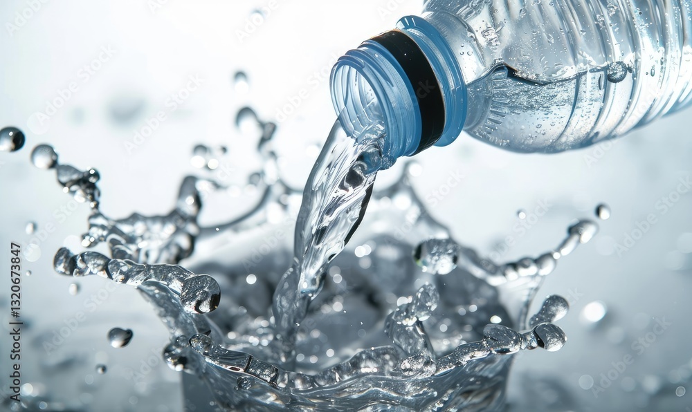 Water Pouring From Bottle Creates Dramatic Splashing Crown Water Pouring From Bottle Creates Dramatic Splashing Crown