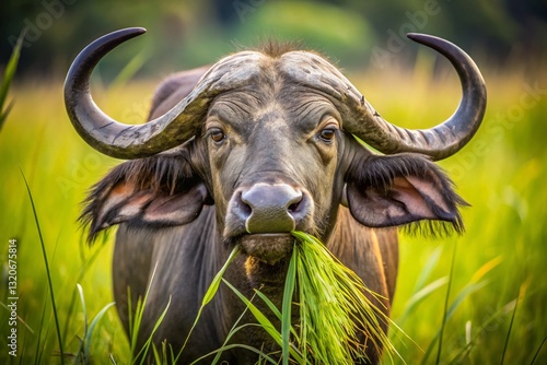 African Buffalo Chewing, Uganda: Candid Wildlife Photography