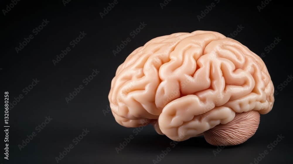 A brain is shown on a black background A brain is shown on a black background