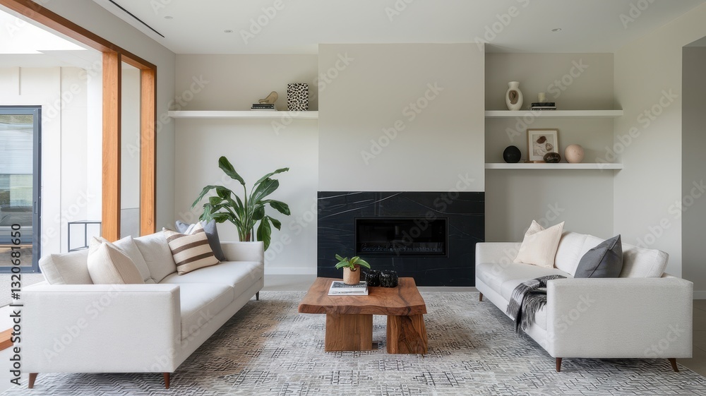 Fototapeta premium Modern Minimalist Living Room Interior Design