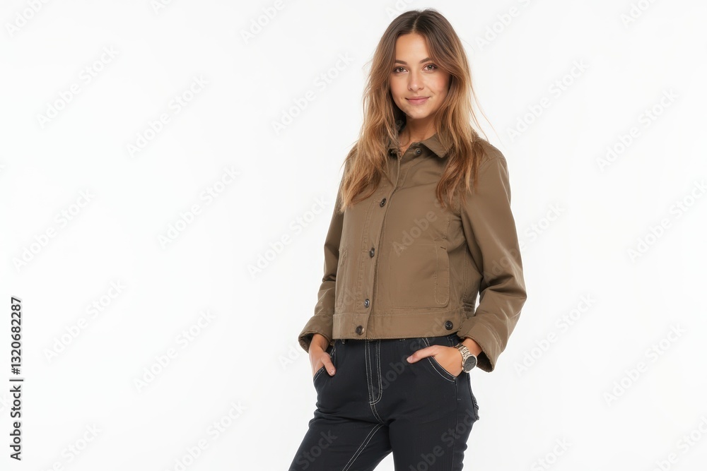 Half-Length (Waist-Up) portrait of young stylish smiling Icelander female model in country wear isolated on pure white background looking at camera Half-Length (Waist-Up) portrait of young stylish smiling Icelander female model in country wear isolated on pure white background looking at camera