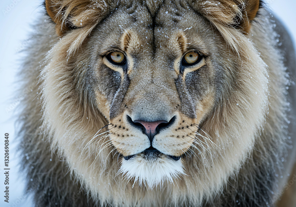 Fototapeta premium Gray Lion Frontal Gaze