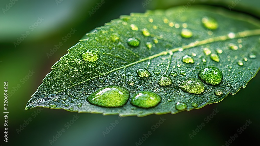 Nature's exquisite beauty and delicate ecosystem balance are highlighted by glistening water droplets on a vibrant green leaf, embodying freshness and purity. Nature's exquisite beauty and delicate ecosystem balance are highlighted by glistening water droplets on a vibrant green leaf, embodying freshness and purity.