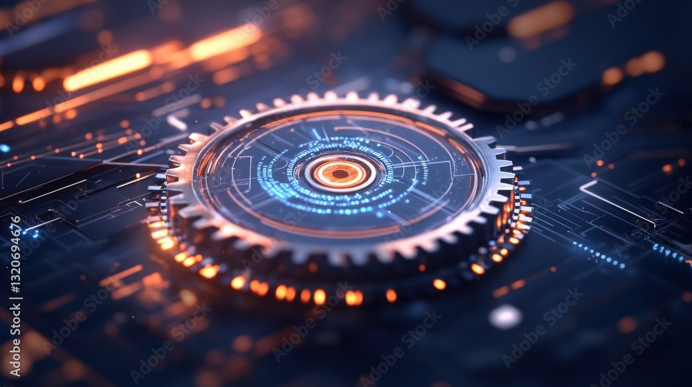 Futuristic Gear Mechanism Integrated Circuitry System Futuristic Gear Mechanism Integrated Circuitry System