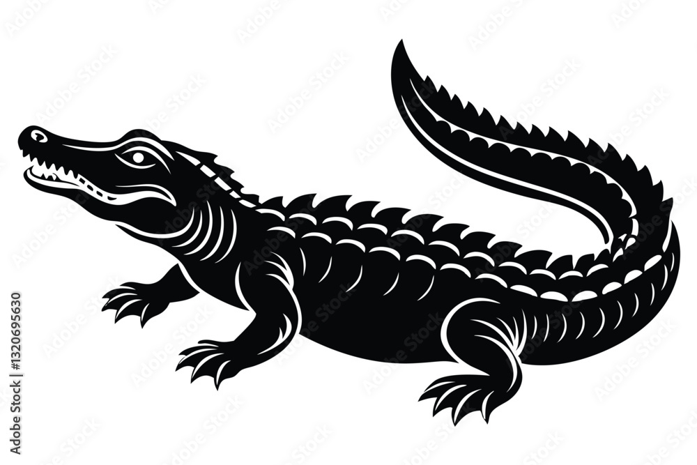 Fototapeta premium a crocodile illustration silhouette on White Background