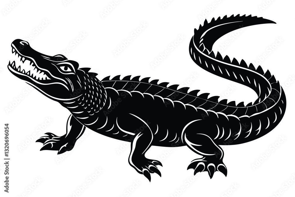 Fototapeta premium a crocodile illustration silhouette on White Background