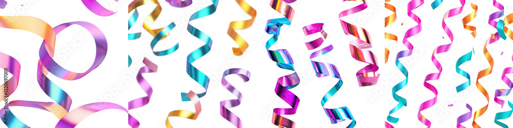 Fototapeta premium Vibrant and lively background featuring a dynamic display of colorful confetti ribbons and streamers This cheerful and festive scene is perfect for birthday parties holiday events