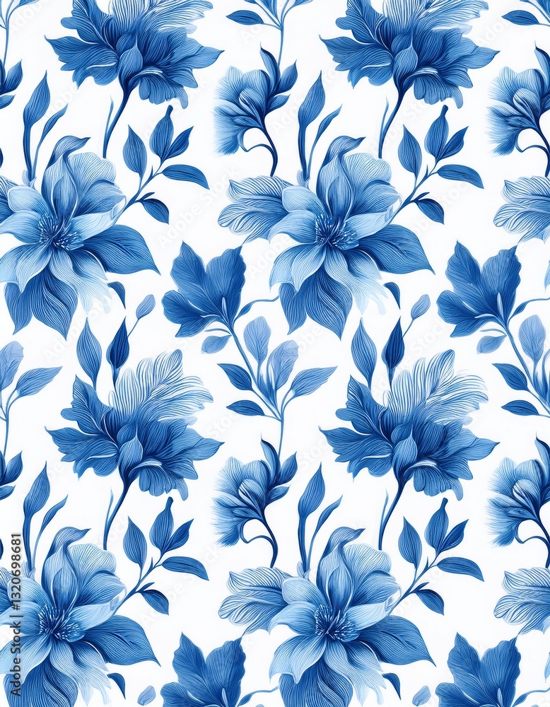 Fototapeta premium Spring Summer Blue and White Floral Background Wallpaper