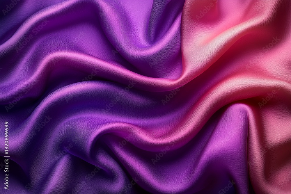 Fototapeta premium Purple fabric background and texture, Crumpled of violet satin for abstract and design, Abstract purple drapery cloth, Pattern and detail grooved of violet fabric for background and abstract