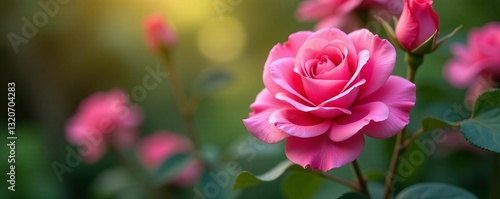 Wallpaper Mural Vibrant flower plant with pink roses in full bloom, colorful, blooming, summer Torontodigital.ca