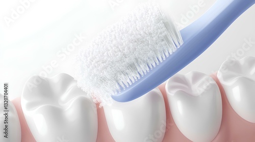 Obraz na płótnie Toothbrush cleaning teeth, close-up, some foam on the edge, white background, close-up, artistic conception, clean w salonie