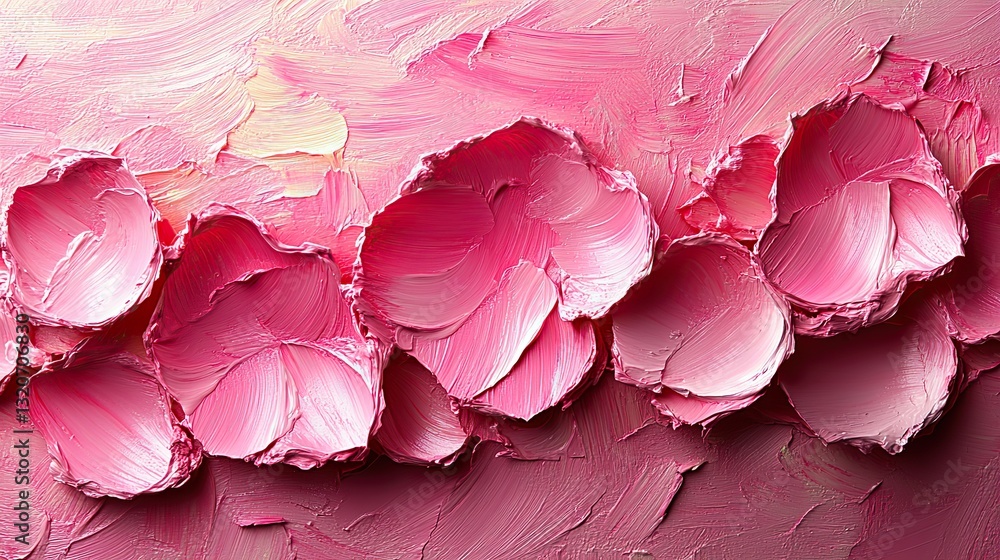 Perfect for Valentine's Day or spring projects, gentle pink impasto strokes form a mesmerizing petal pattern evoking romance and tenderness. Perfect for Valentine's Day or spring projects, gentle pink impasto strokes form a mesmerizing petal pattern evoking romance and tenderness.