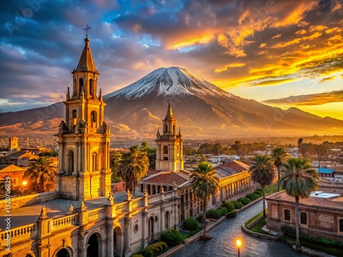 Arequipa Sunrise: Majestic Andes Mountains Over Cityscape
