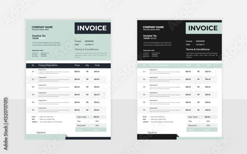 Minimal invoice layout for corporate billing and business payment processing with a simple, clean design for easy invoicing and smooth transactions in business operations	 