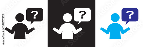 Person asking question icon. 