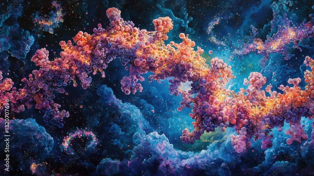 Fototapeta premium Deep space digital art vibrant colors of celestial nebula formation