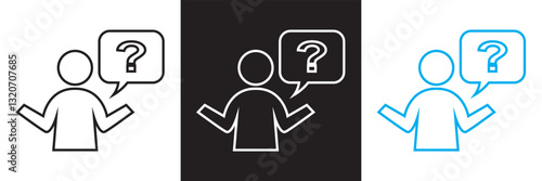 Person asking question icon. 