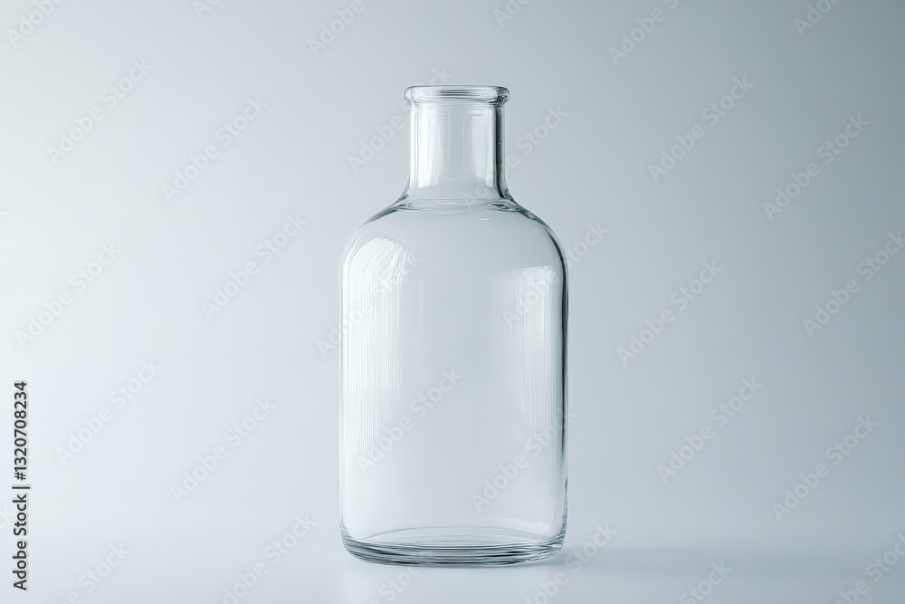 An Isolated Glass Bottle Stands On A Clear Gray Surface An Isolated Glass Bottle Stands On A Clear Gray Surface