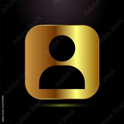 User profile icon design illustration, User profile avatar, gold color style