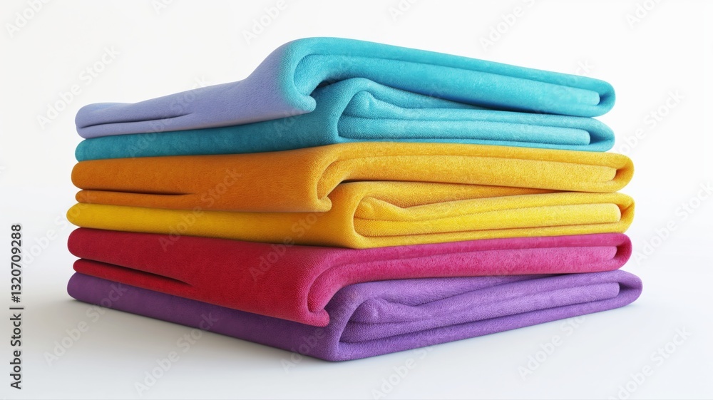 stack of colorful beach towels on a white background stack of colorful beach towels on a white background