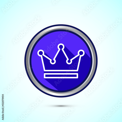 Crown icon design illustration, Royal crown sign symbol, Blue color shadow button design