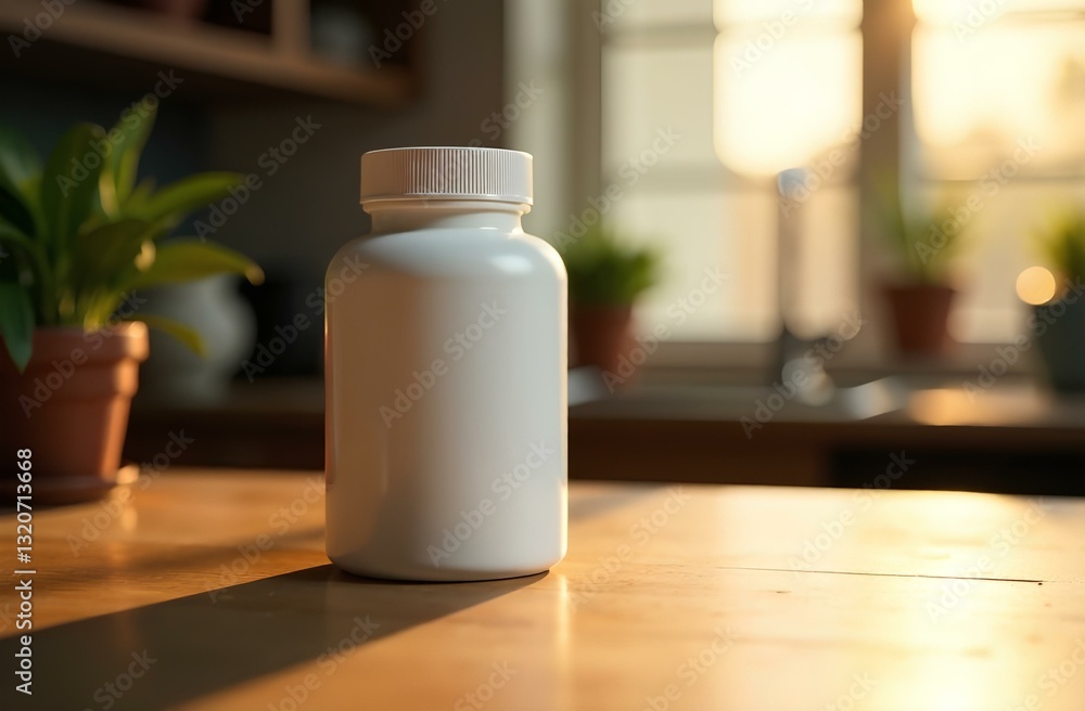 Supplement Bottle Jar Packaging White Mockup on a neutral background Supplement Bottle Jar Packaging White Mockup on a neutral background