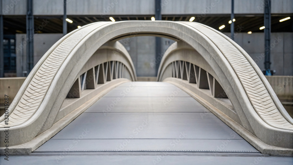 Fototapeta premium Modern Architectural Bridge Design with Smooth Curves and Minimalist Aesthetic