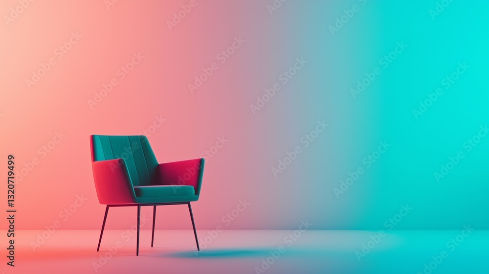 Obraz premium Elegant Armchair in Gradient Light Interior Minimalist Furniture Design