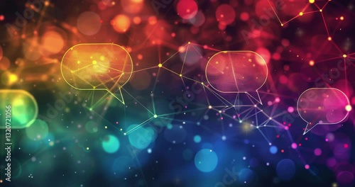 Abstract digital background. Abstract glowing message bubbles. Social media or online communication concept. Digital communication bubbles. social network and global connection. Copy space area