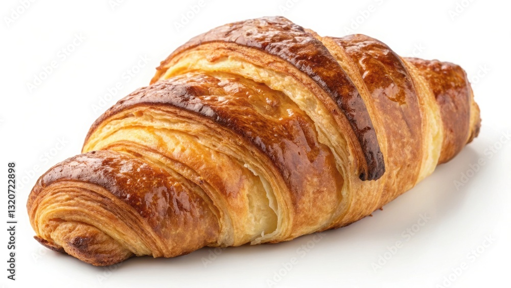 Golden Buttery Croissant with Flaky Layers, Classic French Pastry Golden Buttery Croissant with Flaky Layers, Classic French Pastry
