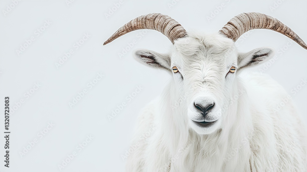 white male goat front view isolated on white background
