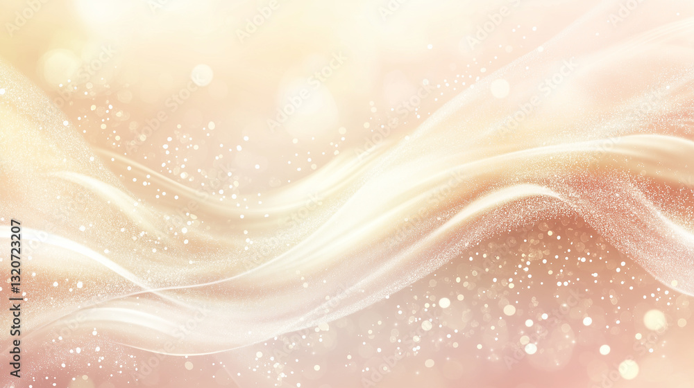 Abstract light golden background with flowing waves and sparkling glitter, ideal for festive designs and elegant presentations. Abstract light golden background with flowing waves and sparkling glitter, ideal for festive designs and elegant presentations.